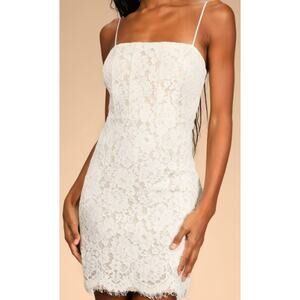 LULU'S SZ S Keep It Social White Lace Bodycon Mini Dress NEW B105